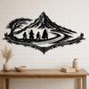 Metall-Wandkunst, Abenteuer-Bergpfad-Dekor, Fantasy-Silhouette, Hütte Mannhöhle Heimdekoration