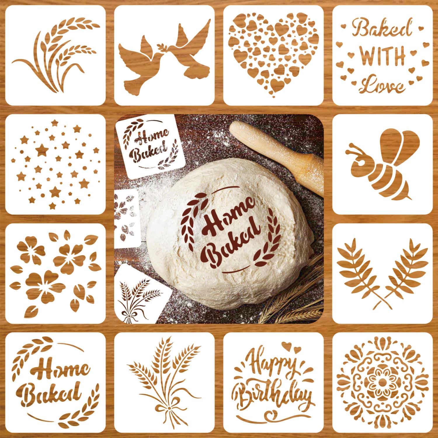 Artisan Bread Stencils | Bread, Cake, Coffe, Pie & Cookie Stencils for Decorating Your Own Unique Design Baking Stencil Set