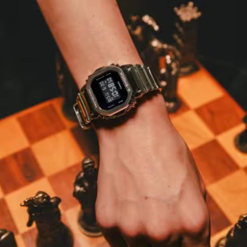 Casio 5600 Series 200M Waterproof Fashion Quartz Movement Resin Strap Watch Unisex Watches Gray GM-5600YM-8