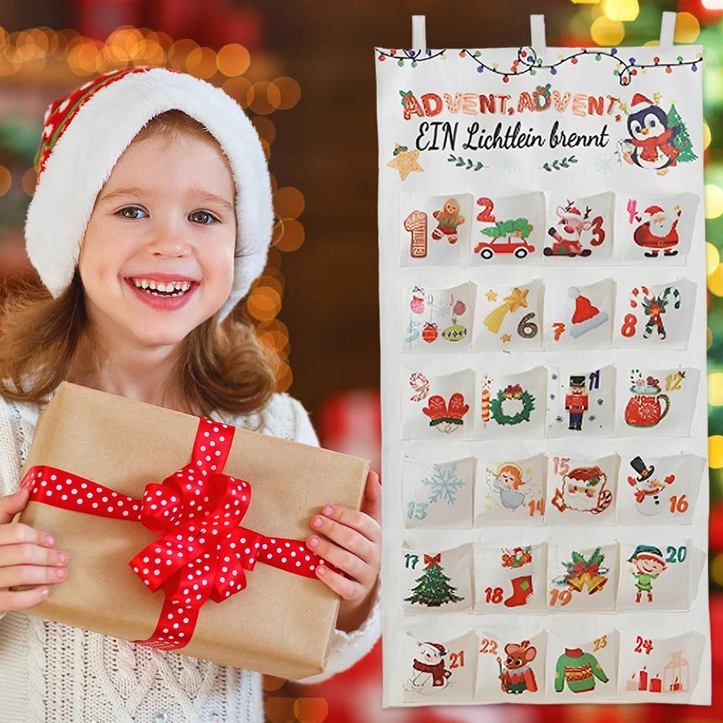 Christmas Hanging Countdown Calendar To Fill with 24 Pockets Christmas Countdown Calendar Home Holiday Christmas Decorations