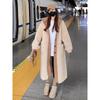 Korean Lazy Style Lamb Wool Winter Thick Warm Women Long Coat Faux Two Piece Jacket