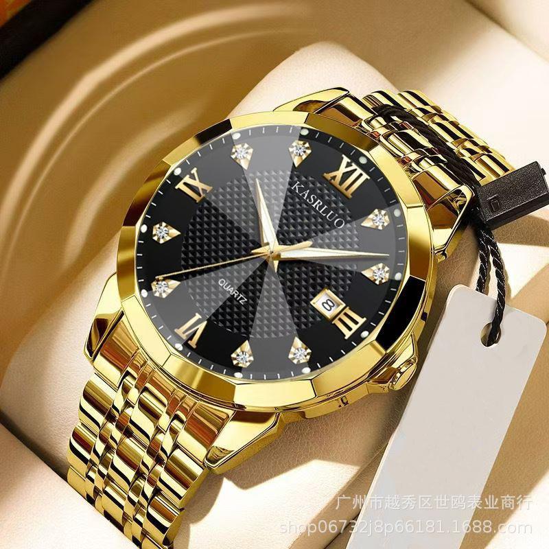 Fashion British Style Men'S Calendar Watch Personality Trend Quartz Steel Belt Watch Men'S Casual Business Watch