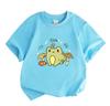 Kids Boys Girls 100% Cotton Crew Neck Short Sleeve T-Shirt, Cute Cartoon Frog with Flower Mushroom Print Casual Soft Summer Tee for Children Daily Wea