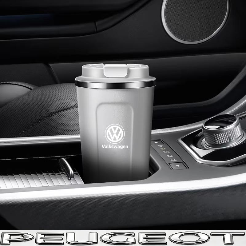 hijk1 Car Cafe Coffee Mug 380ML Stainless Steel Thermos Mug For VW Golf Tiguan T-Roc Polo Passat ID.4 T-Cross ID.3 Taigo ID.7 Atlas