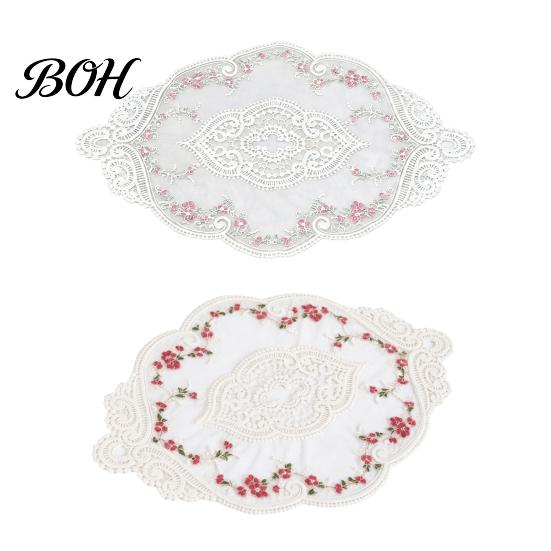Floral Patterned Table Decor Embroidered Lace Doily, Vintage Style Sheer Placemat, Mat Decorative Covers for Parties Elegant Doilies Tea Party,