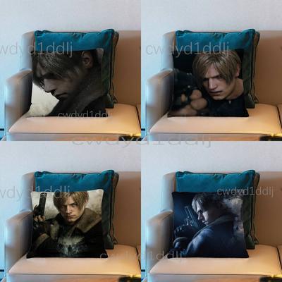 Leon Kennedy Resident Evil 4 Kissenbezug Kurzer Plüsch Sofa Dekoration Geschenk Zuhause Zweiseitiger Druck Kissen