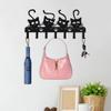 1pc Black Cats Wall Hooks – Decorative Key Holder with 7 Iron Hooks. Halloween-Themed Wall-Mounted Rack for Home Use