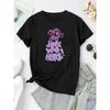 T-shirt décontracté à manches courtes pour femme, taille européenne, avec alphabet mignon - Imprimé graphique - Col rond, haut d'été adapté à toutes les saisons,
