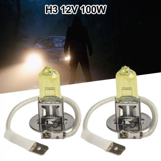 2PCS H3 Amber Xenon Yellow 100W Halogen Car Front Fog light Headlight Bulbs
