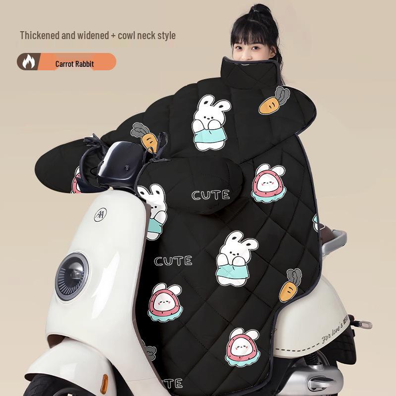 Electric Bicycle Winter Windproof Quilt and Motorcycle Windshield Cover - Plush, Thickened, and Waterproof.
