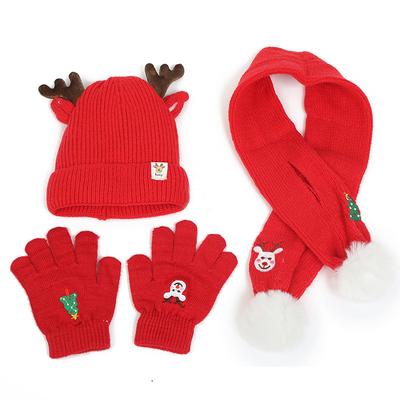 Weihnachten Baby Mütze Schal Handschuhe Set Hirsch Kinder Wintermütze Halswärmer Neujahrsgeschenk für Kinder Beanie Mütze für Mädchen Jungen