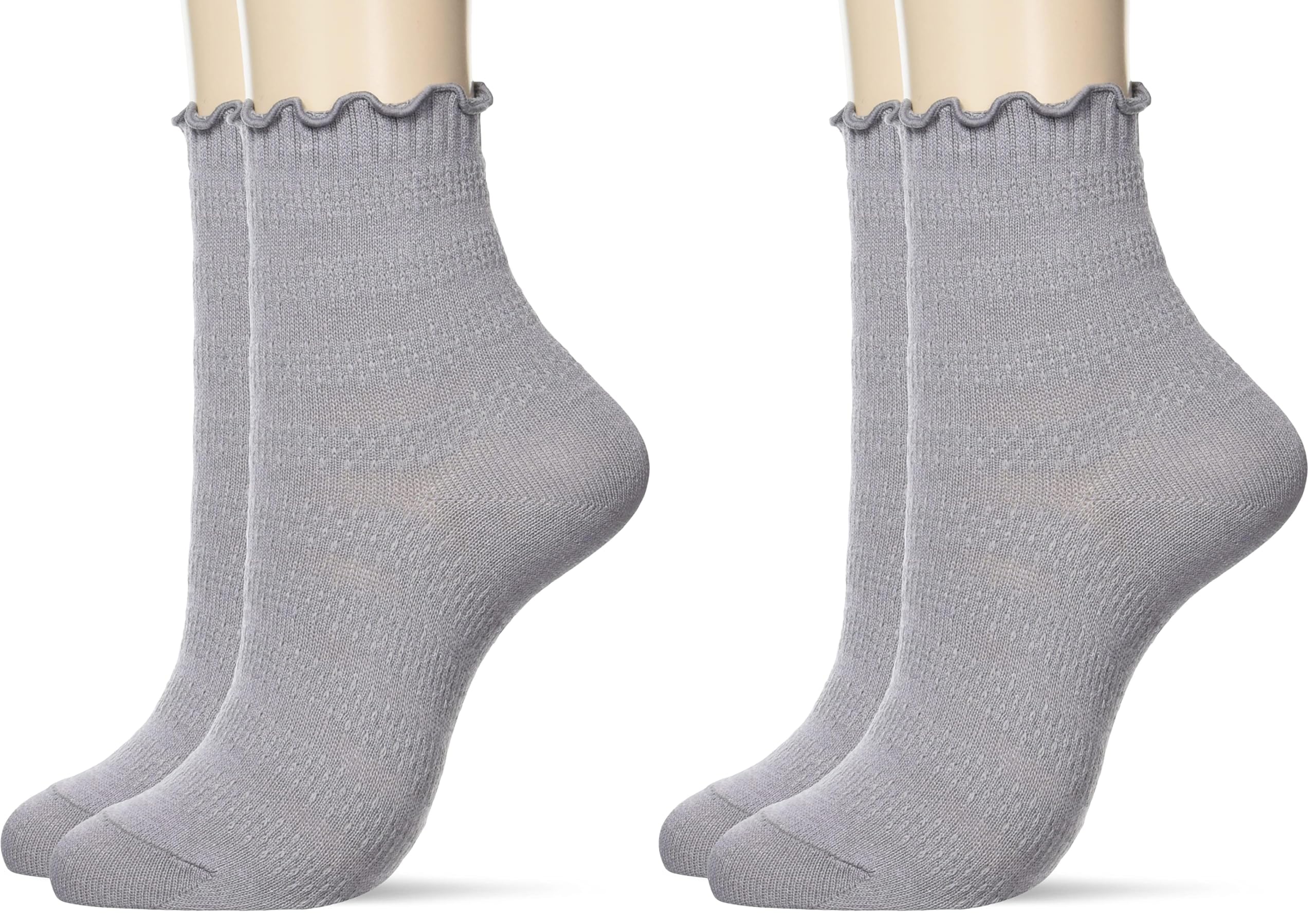 

GUNZE SABRINA Шкарпетки з ватного волокна з в язаним кантом, Набір з 2 пар, Topmellow, З візерунком, сірий колір