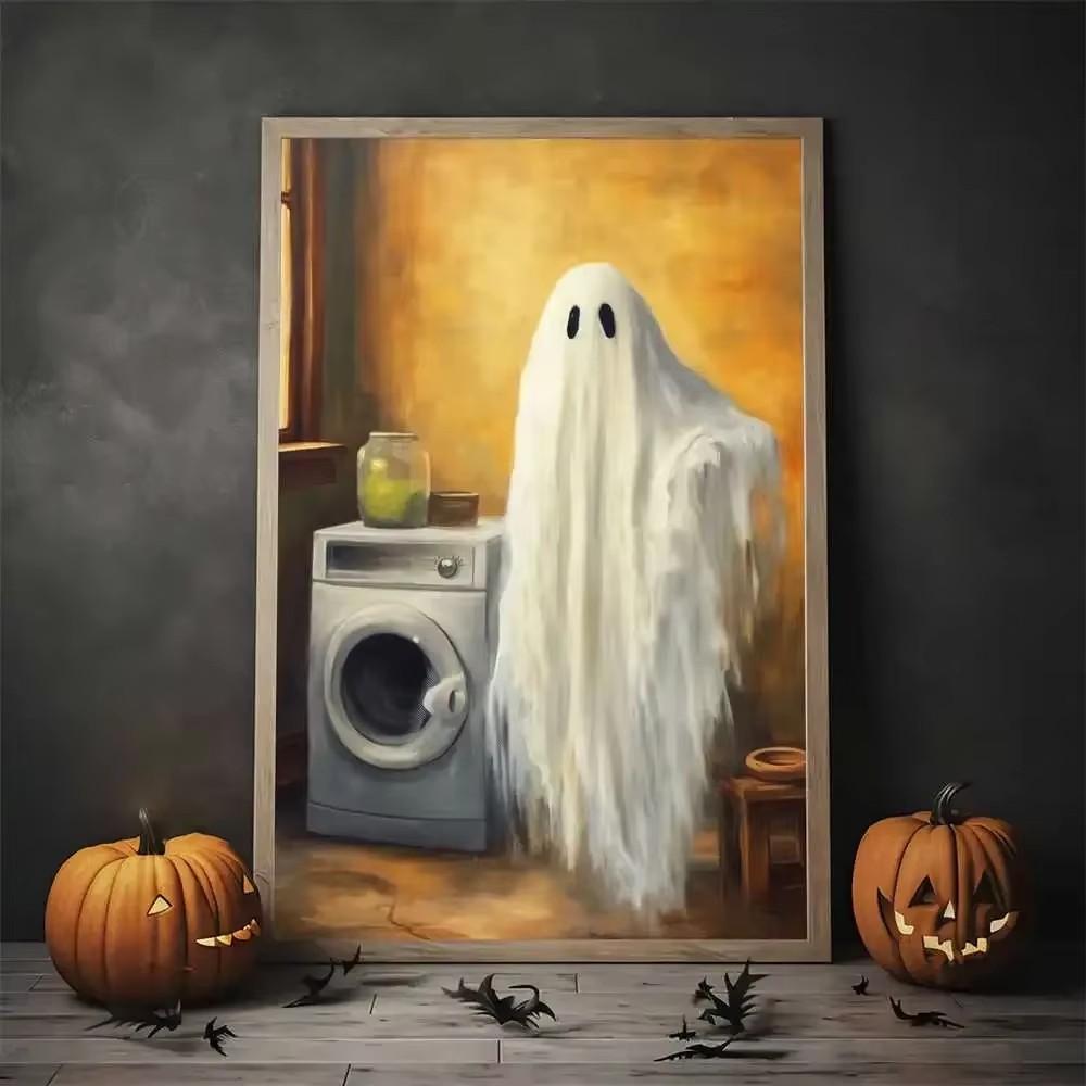 Vintage Wall Art Music Sports Spooky Aesthetics Bicycle Halloween HD Canvas Print Poster Home Living Room Bedroom Decoration
