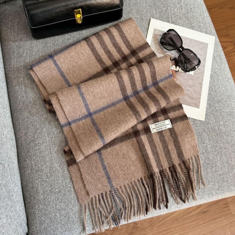100% Wool Knitted Scarf Unisex Winter Warm Accessory Classic Plaid Long Neck Wrap Men Women