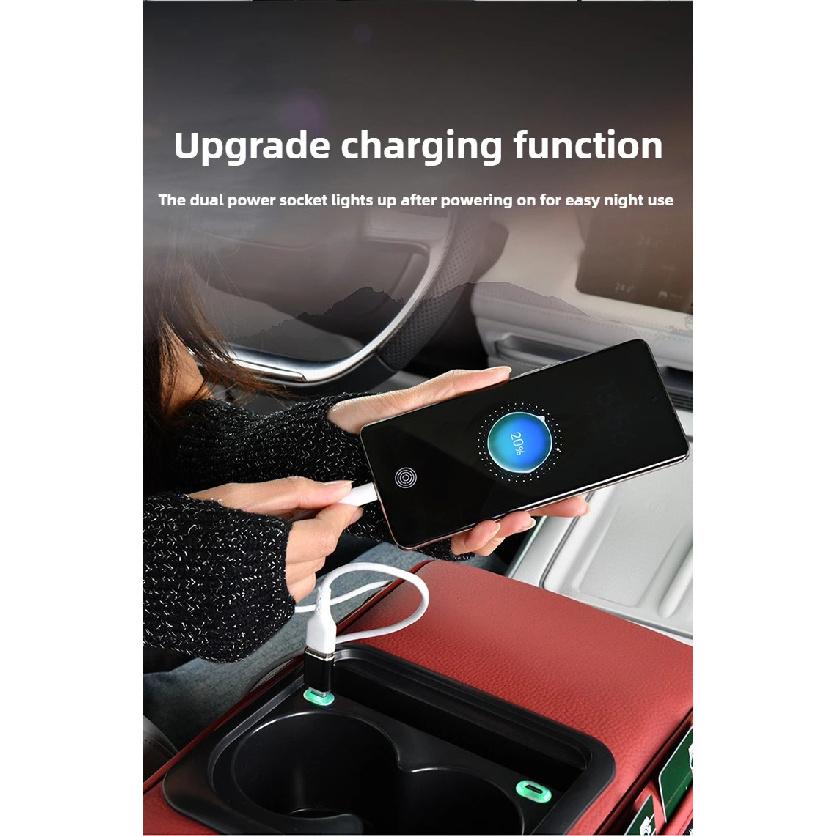 Multi-Function Car Armrest Box with USB Port - Storage Booster Pad Center Console Tissue Box And Water Cup Holder for Vehicle