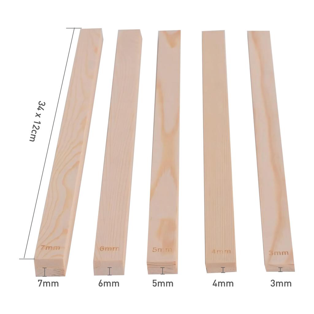 Pottery Thickness Guides Kit - 10pc Wooden Slabs Set for Polymer Clay, Ceramics & Baking - Multi-Size Rolling Pin Spacers