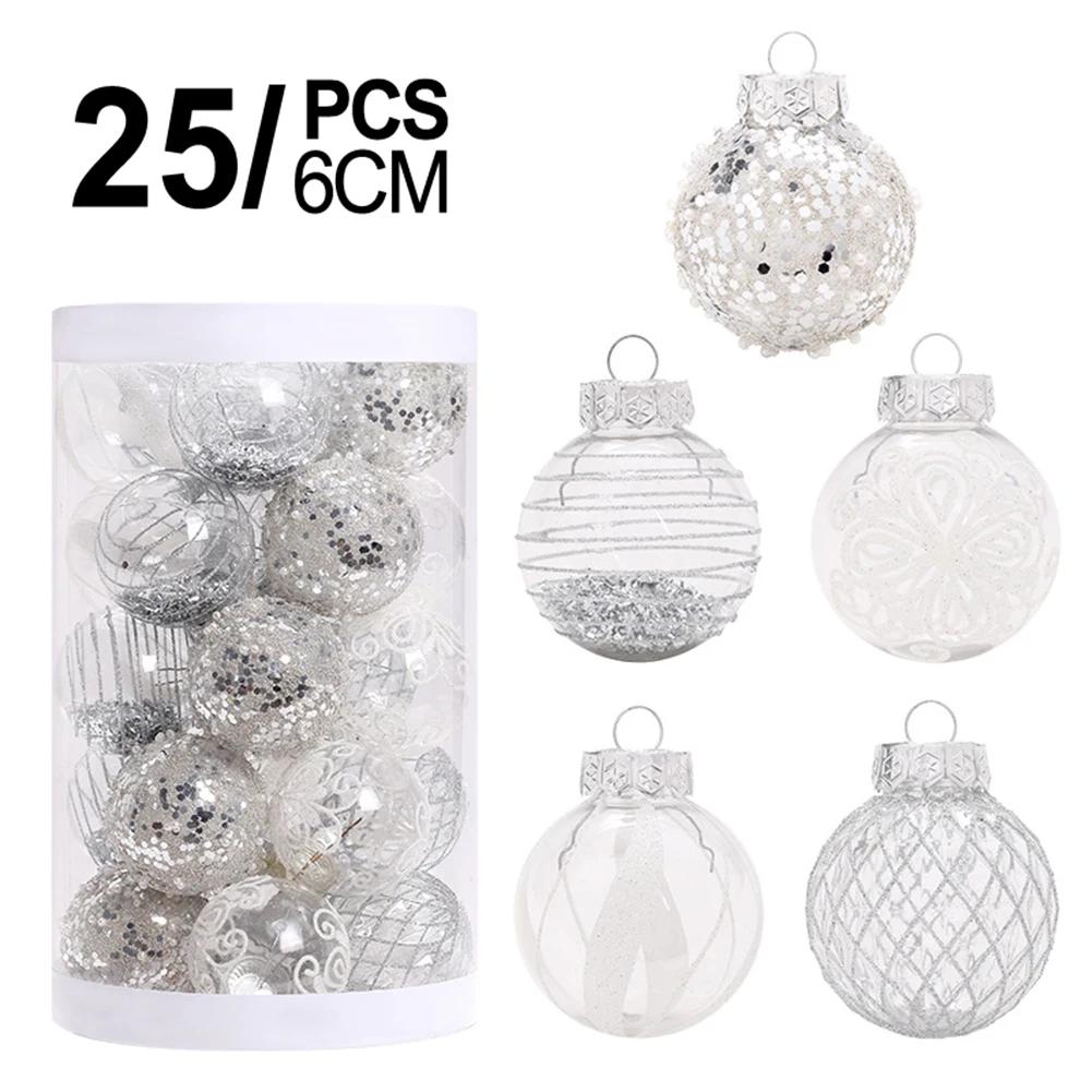 25 PCS Christmas Glitter Ball Ornaments Xmas Tree Pendant Decorations For Holiday Wedding Festival Decor 9 Colors 26.8x16x18cm