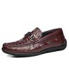 Men's Casual Embossed Leather Moccasins - Genuine Soft Slip-On Shoes