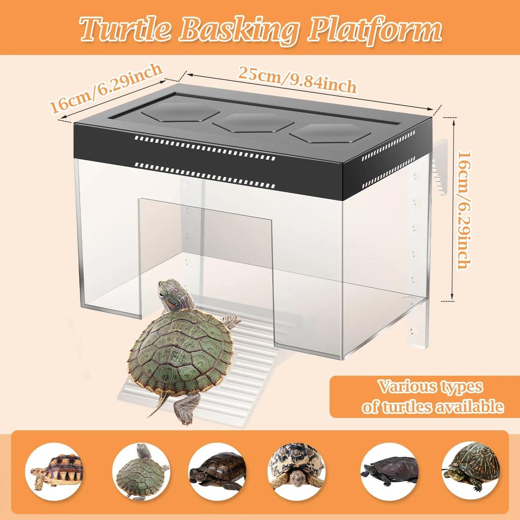Topper Platform Adjustable Height Hanging Turtle Basking Land with Ramp Transparent Aquarium turtle Resting Tank