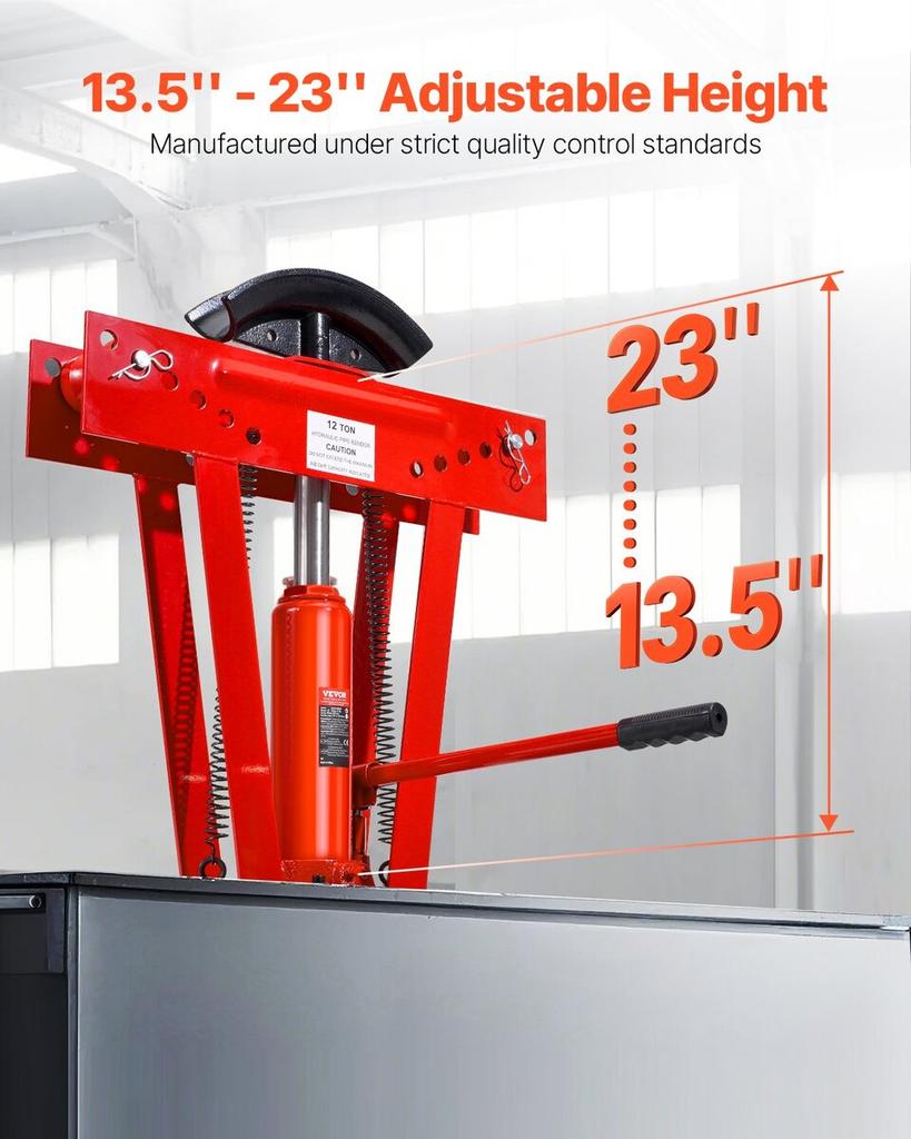 Hydraulic Pipe Bender, 12 Ton Manual Pipe Bending Tool with 6 Dies