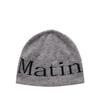 Matin Kim LOGO JACQUARD SHORT BEANIE IN GREY, BLACK.