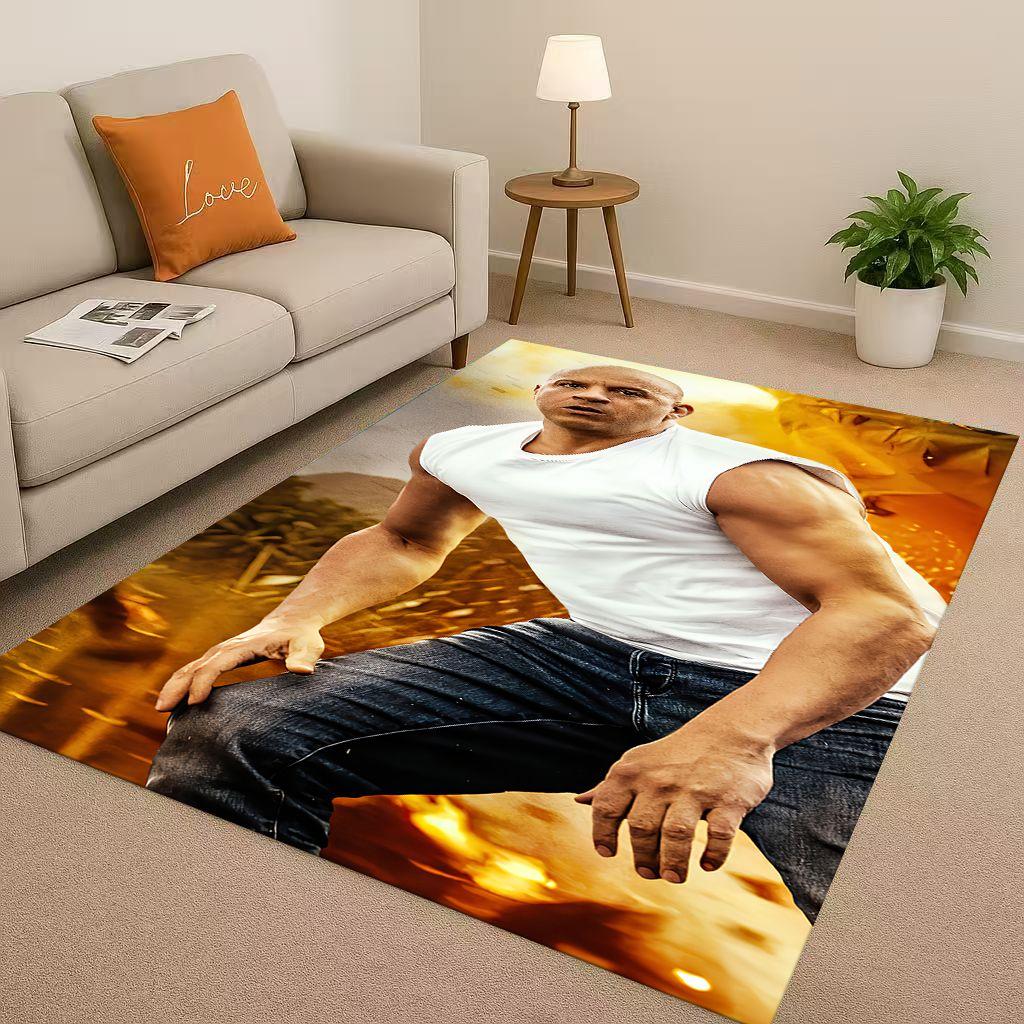 HD Fast F-Furious Vin Diesel Racing Car Living Room Non-Slip Area Rug Carpet for Bedroom Playroom Sofa,Easy Clean Home Doormat