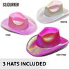 Neon Glitter Space Cowboy Hat - Fun Metal Holographic Party Disco Cowgirl Hat