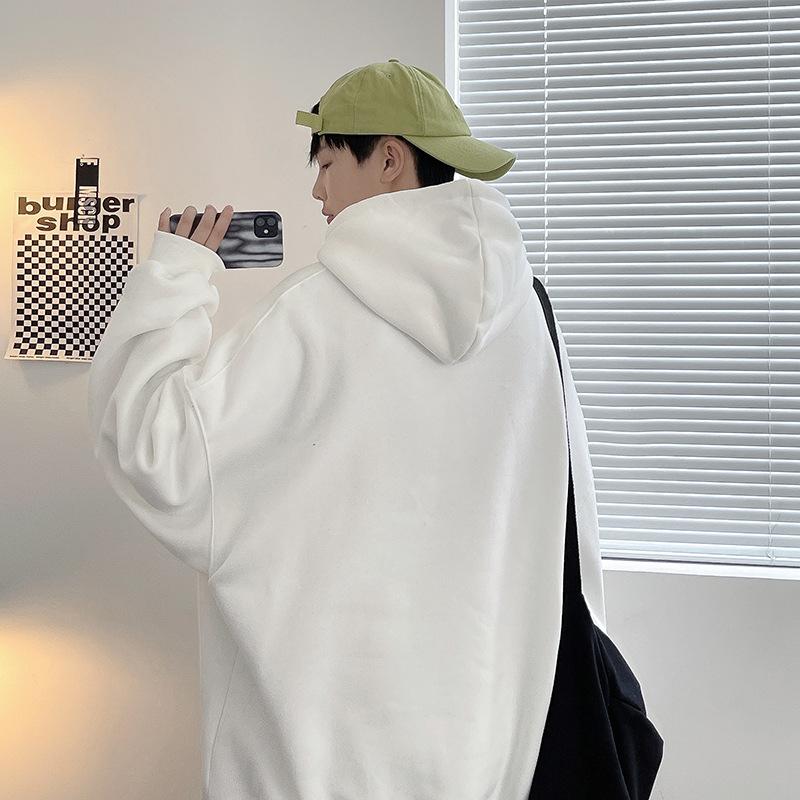 New Hoodie Brand Clothing Casual Hooded Men Fashion Sweatshirts Fleece Oversized Loose Streetwear