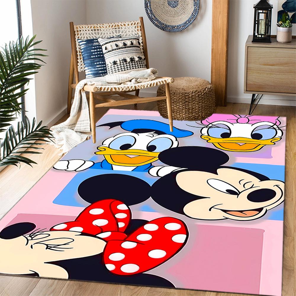 Classic Disney Characters Disney Cartoon Theme Anti-Slip Rug - Polyester, Home Decor, Suitable for Bedrooms, Living Rooms, Doorways, and Studios