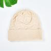 Custom  Wool Cashmere Winter Beanie Hat Women Warm Wool Knitted Cuff Beanie Caps With Custom Logo Patch