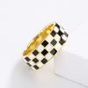 Klassischer Ring für Frauen, Tropfenöl, Schwarz-Weiß-Karo-Ring, Hochzeit, Brautschmuck, Fingerring, Party-Schmuck, Ring, Party-Schmuck, handgefertigter Emaille-Ring