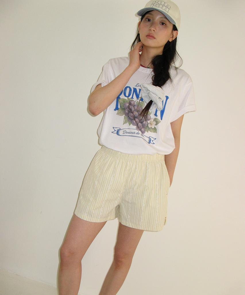 RONRON Vintage Grape Basic Fit T Shirt White