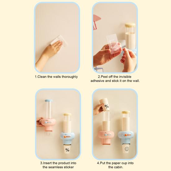 Paper Cup Holder Dust-Proof Transparent Cover Large Capacity Dispenser with Disposal Cups Portable Paper Cup Storage Container