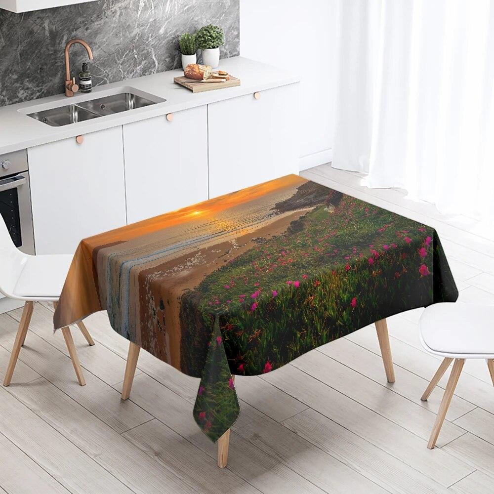 Sunset Evening Glow Scenery Table Cloth Wedding Party Restaurant Banquet Decor Stain Resistant Waterproof  Home