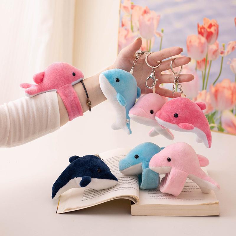 Adorable Baby Dolphin Plush Keychain with Snap Bracelet for Kids