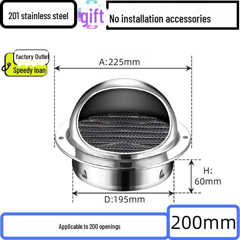304 Stainless Steel Ventilation Cap: Rain-Proof Exhaust Cover for Exterior Wall and Range Hood, PVC Compatible