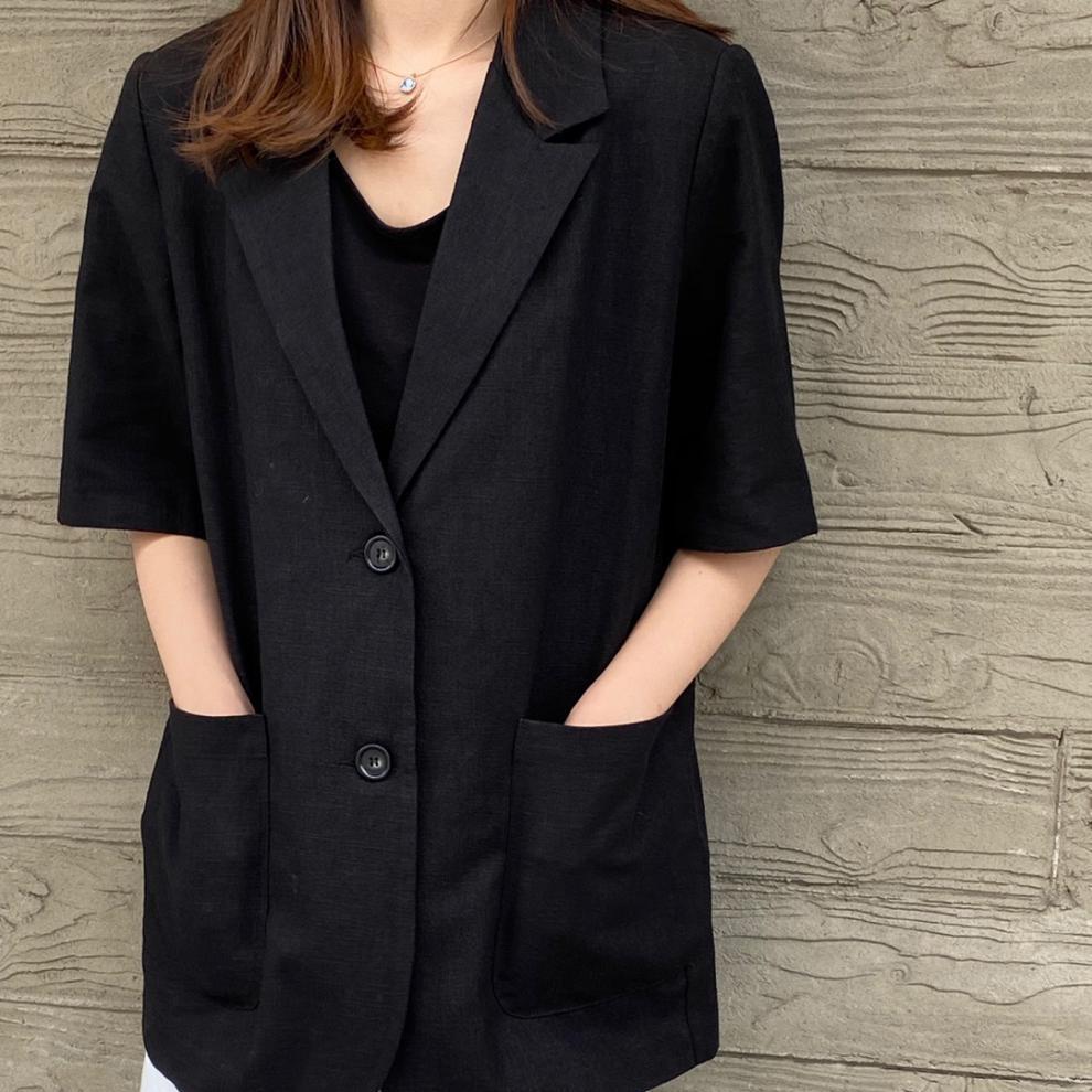 Dámské sako Jednobarevné Volné Jednořadé Kardigan Klopa Tříčtvrteční rukáv OL Business Styl pro dojíždění Kapsy Dámský kostým Kabát Plus Size