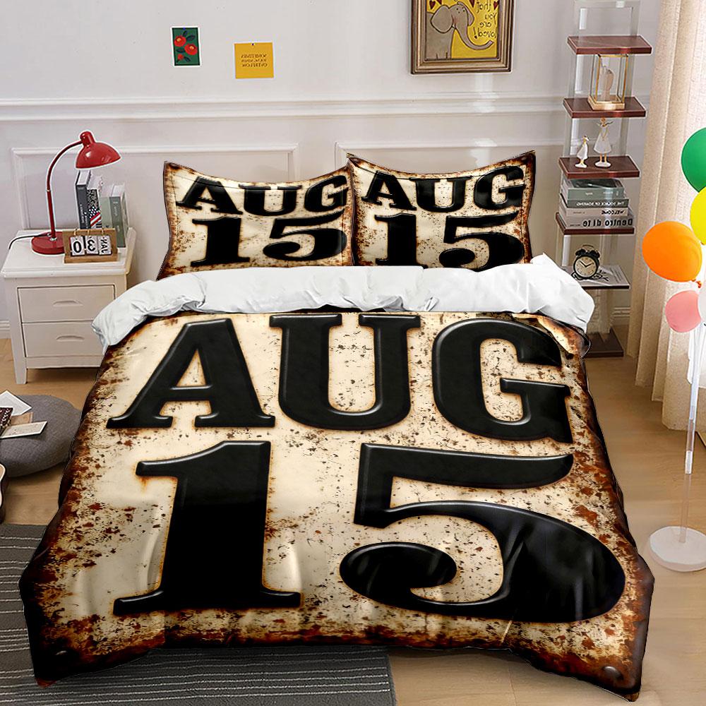 

Bold Aug 15 text Bedding sets Duvet cover sets Duvet covers Pillowcases(1 * Duvet Cover 2 * Pillowcases, without duvet insert) 135x200cm