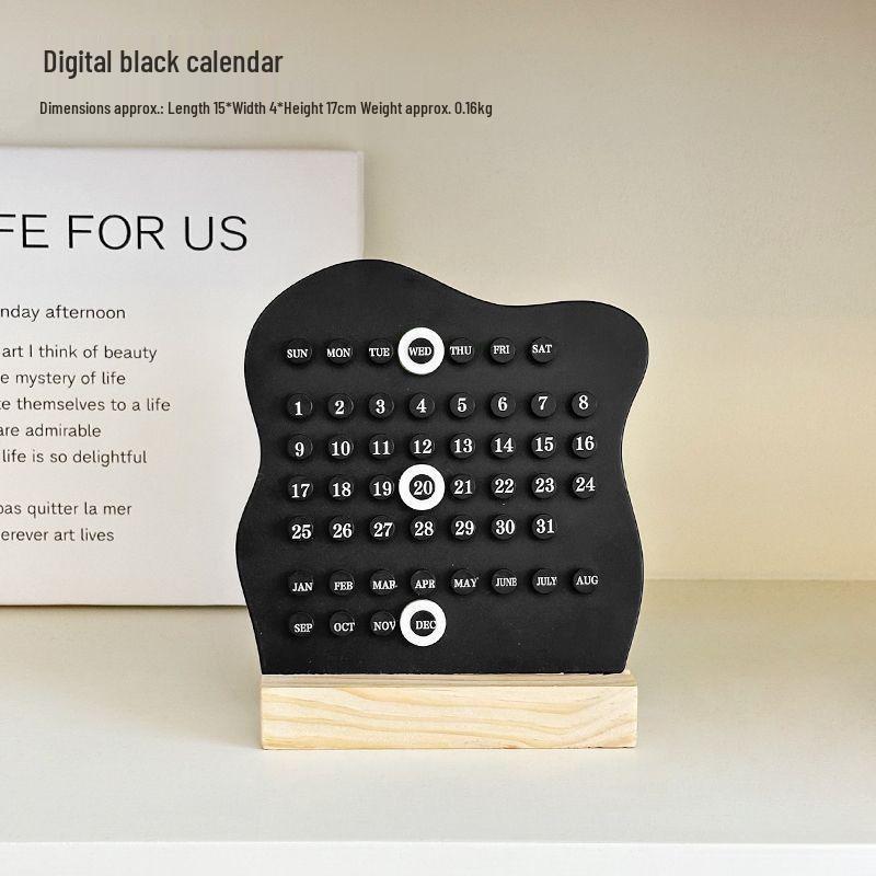 Ring-Shaped Wooden Office Desk Ornament – 2025 Monthly Calendar with Simple Design