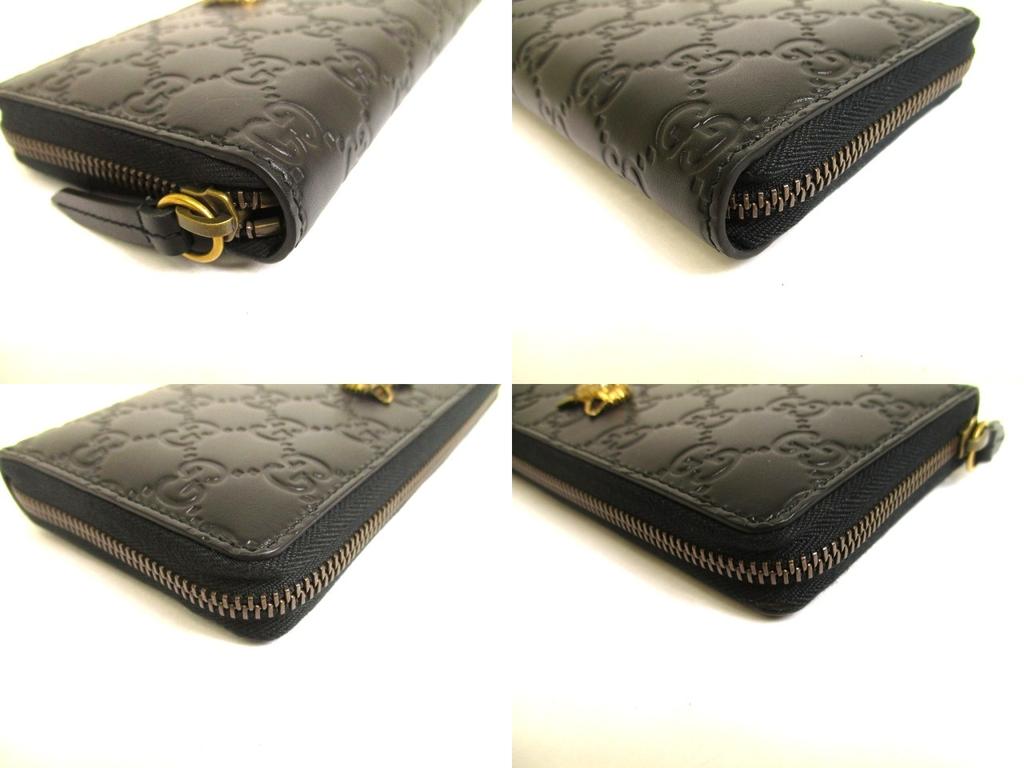 Authentic GUCCI Cat Guccissima Black Leather Round Zip Long Wallet #a926  Refurbished