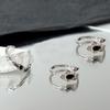 Schwarzer Zirkon Offener Ring, Nischen-Design-Gefühl, Kalter Stil, Fortgeschrittenes Gefühl, Personalisierter Schlichter Ring