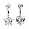 Double-Headed Round Diamond Belly Button Ring, Stainless Steel, European & American Style