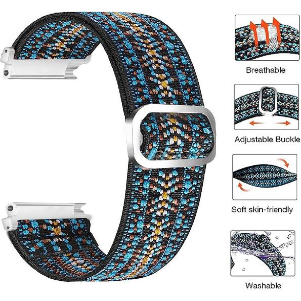 Compatible with iTouch 4 Bands, 20mm Stretch Elastics Nylon Adjustable Replacement Strap Accessories for Men & Women - Compatible for iTouch Sport 4