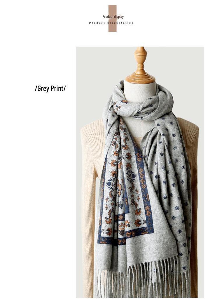 Reversible Cashmere Scarf/Shawl for Women: Thick, Warm, Multi-purpose for Autumn & Winter