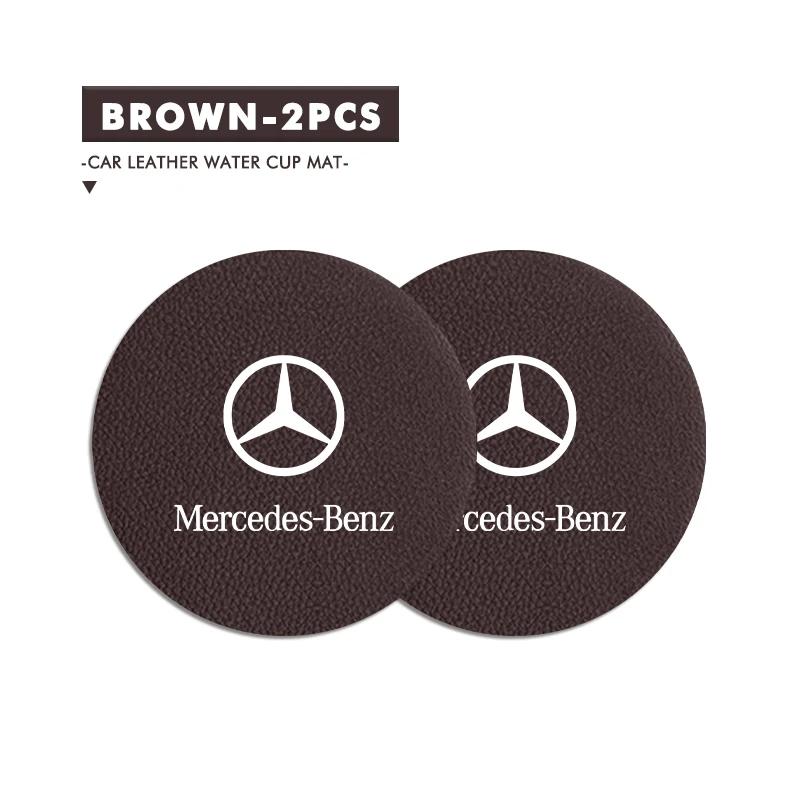 2025 Hot Universal Car Coaster Anti-Slip Mats Water Cup Drink Pads For Benz W202 W212 W126 W140 W168 W177 CLS GLE GLC GLS CLA