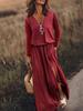 Women's Long Sleeve Zipper V Neck Waist Letter Print Loose Plus Size Casual Long Dress