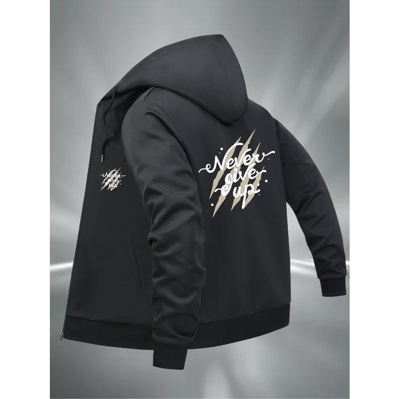 

Casual Hooded Jacket Soft Lightweight Full Zip Outdoor Daily Wear Coat XXL чорний