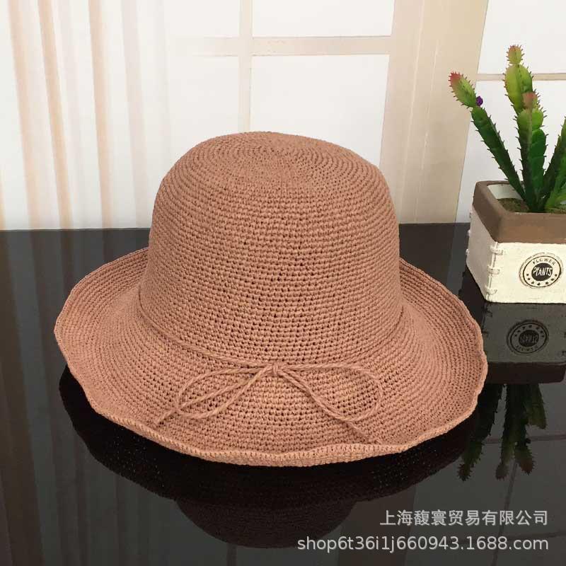 8Cm Japanese handmade crochet pull-up straw hat foldable sun hat children summer sun protection bucket hat sun hat