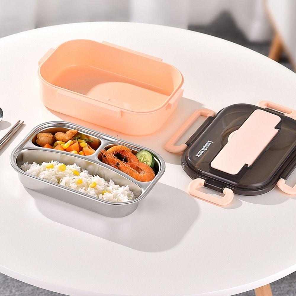 Stainless Steel Insulated Lunch Box Large Capacity Food Warmer Tableware  Office Workers