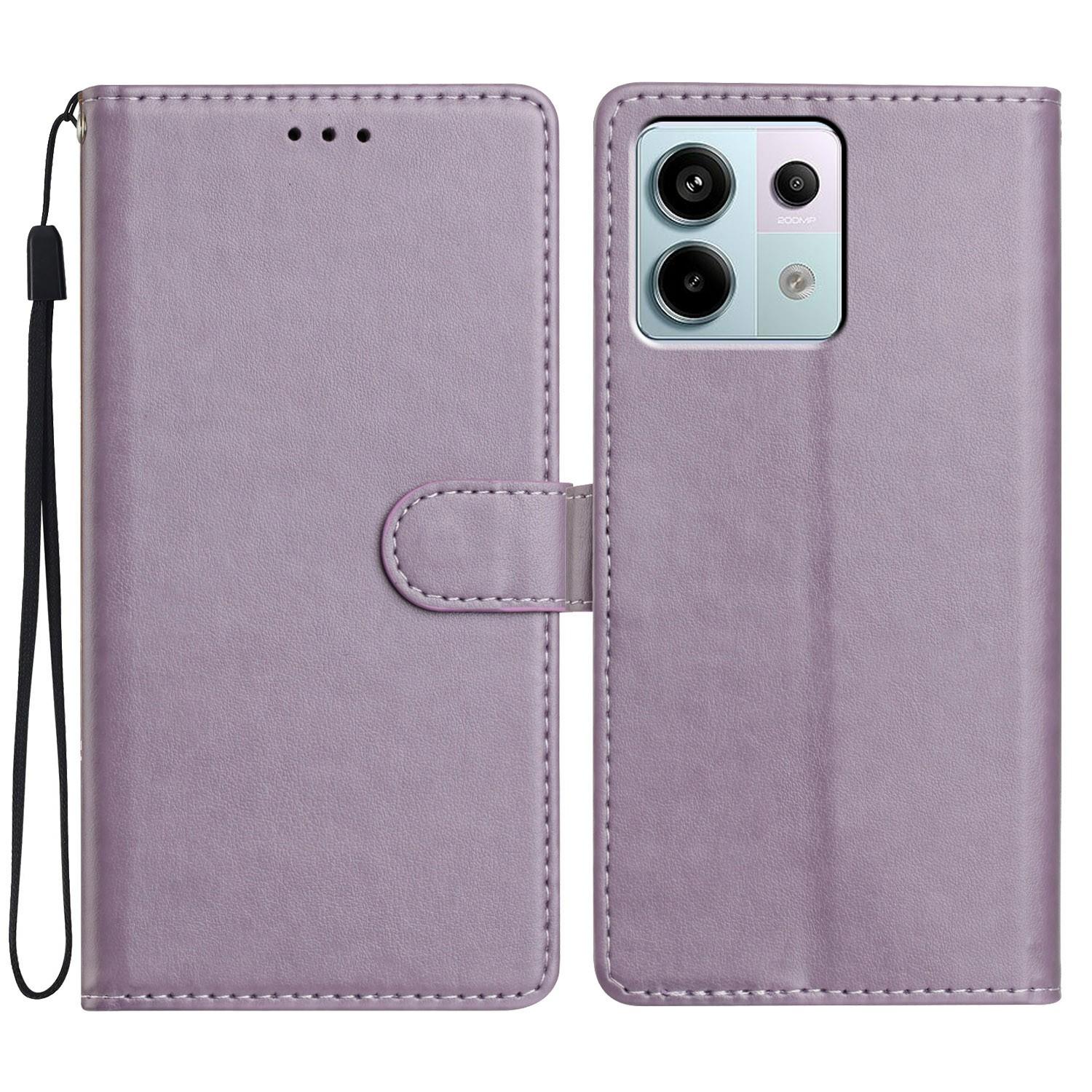 

For Xiaomi Redmi Note 13 Pro 5G/Poco X6 5G Leather Phone Case Wallet Stand Cover with Handy Strap Purple